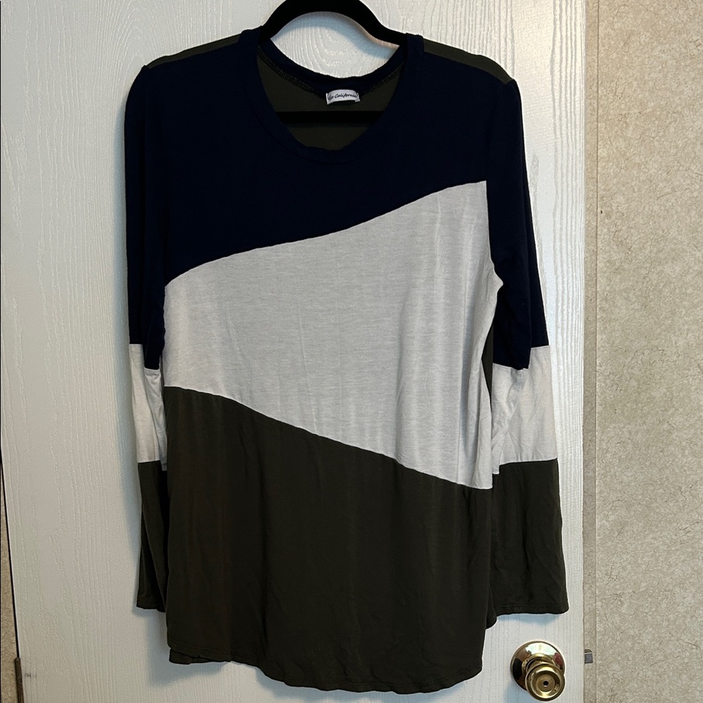Why California, Colorblock Long Sleeve Top, Size L